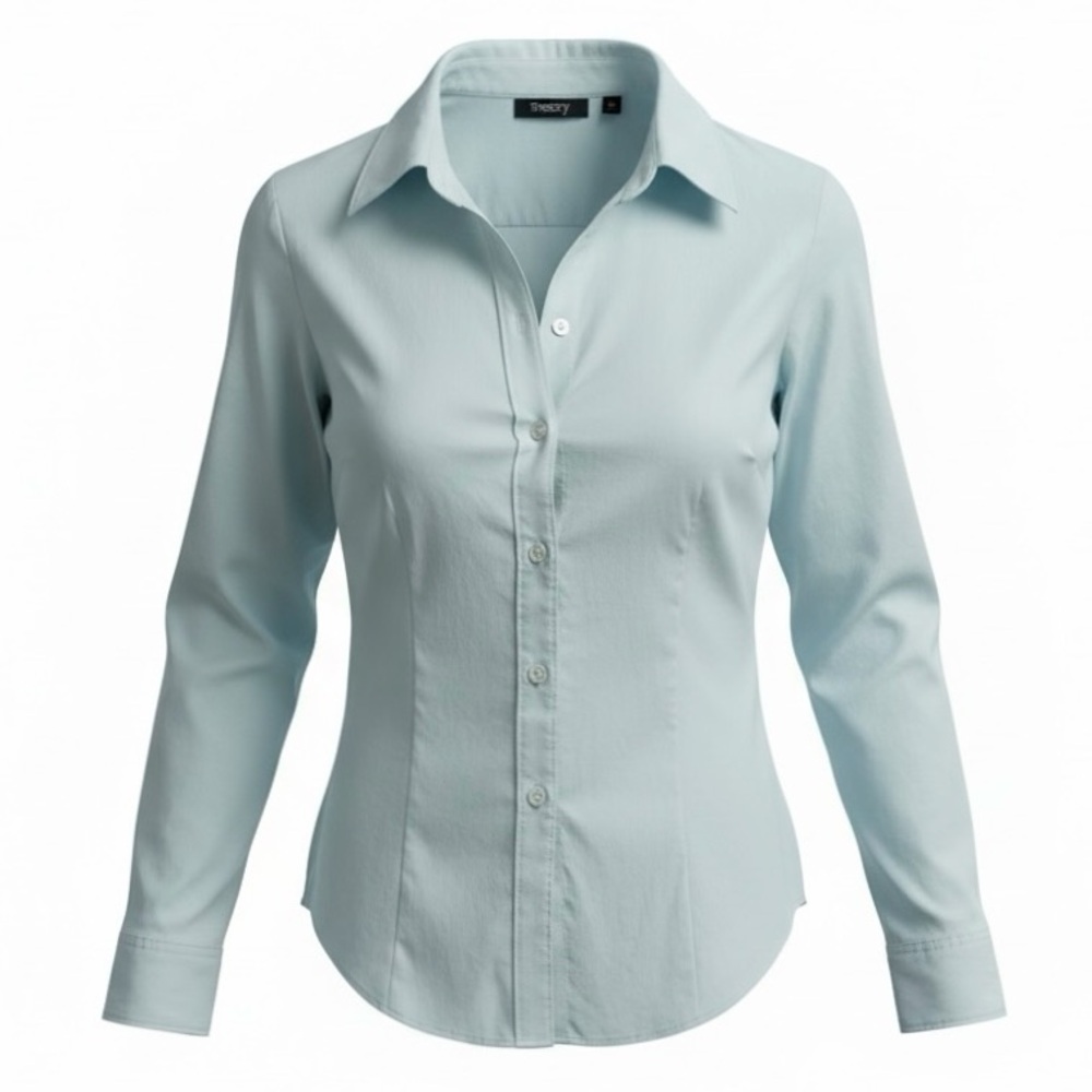 Theory Light Blue Button Down Long Sleeve Larissa Shirt Size Small